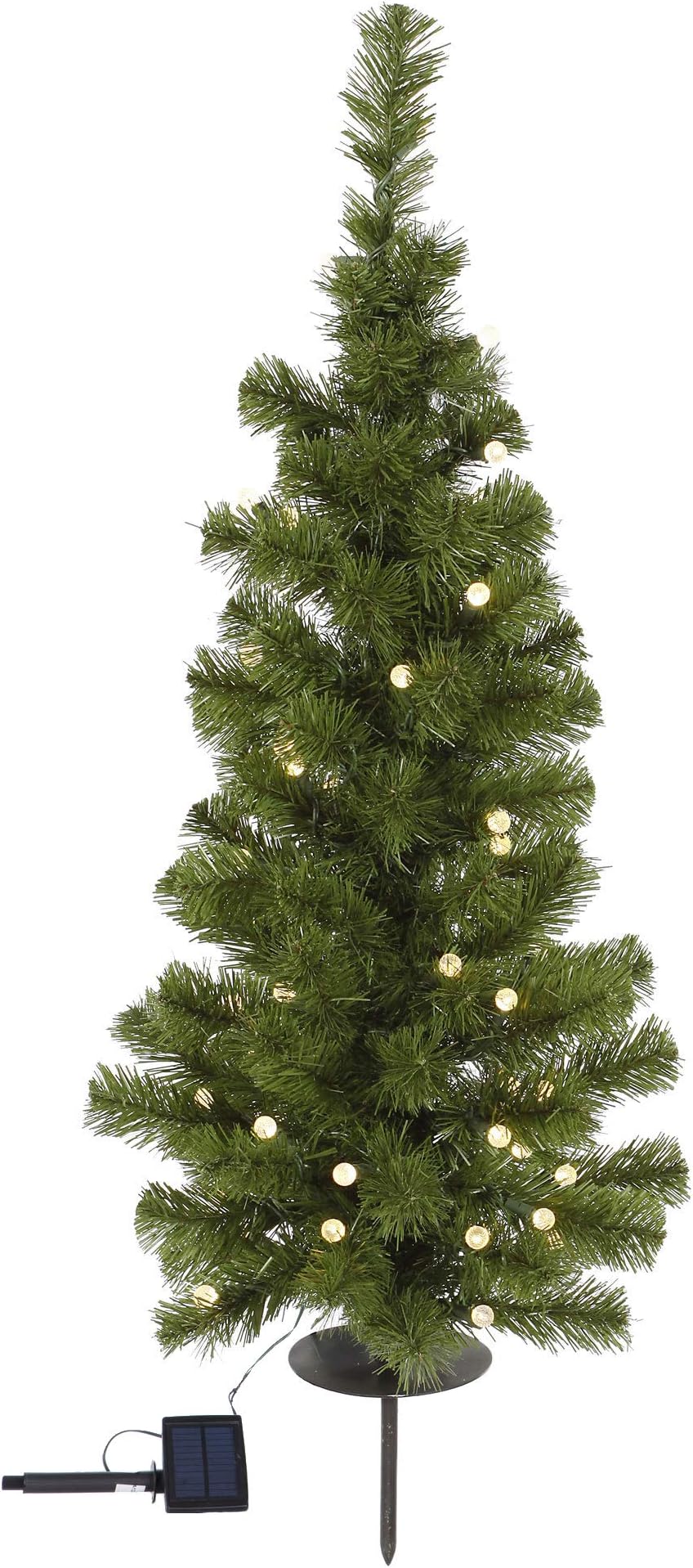 Vickerman 3' Solar Artificial Christmas Tree, Warm White LED Solar Powered Lights - Faux Christmas Tree - Seasonal Indoor Home Decor