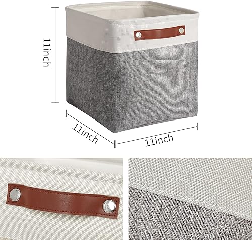 Miniatura 6 de Pulnimus Contenedores de almacenamiento para estantes, paquete de 4 unidades, canastas grandes de almacenamiento de tela de 11 x 11 x 11 pulgadas