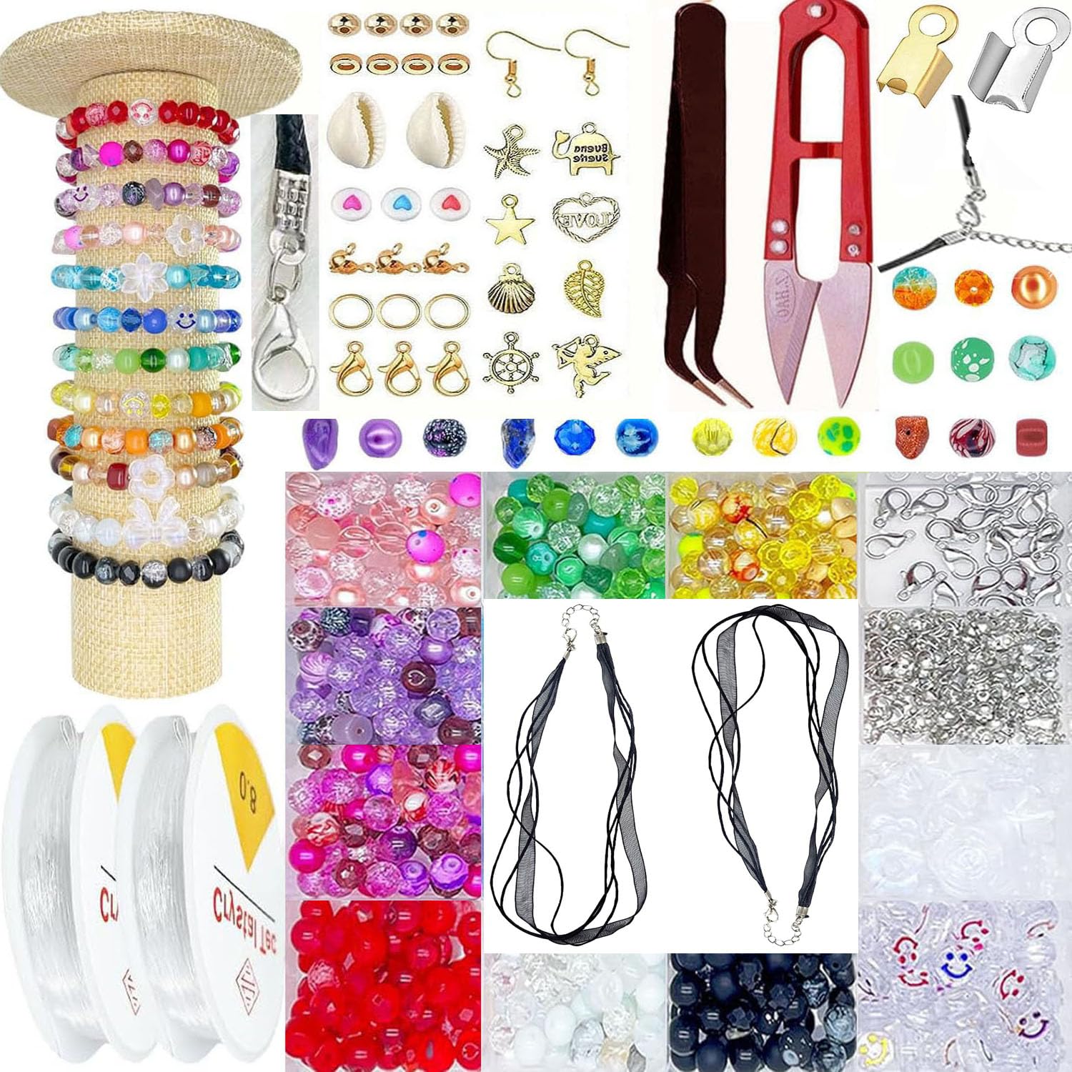 Diy Crafts 16888 8x6mm 100 of Acrylic Beads Earrings Necklace Accessories Beads for Jewelry Making Diy, Pack of 300 7 (Multicolor)