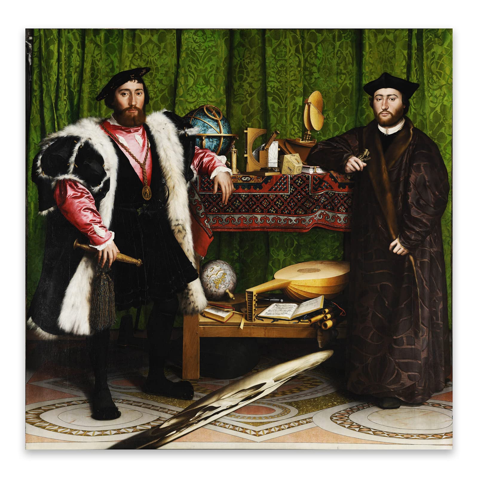 ZZPT Hans Holbein Canvas Art Print - The Ambassador Portrait poster - Famous Paintings Wall Art for Living Room Office Unframed (12x12in/30x30cm)