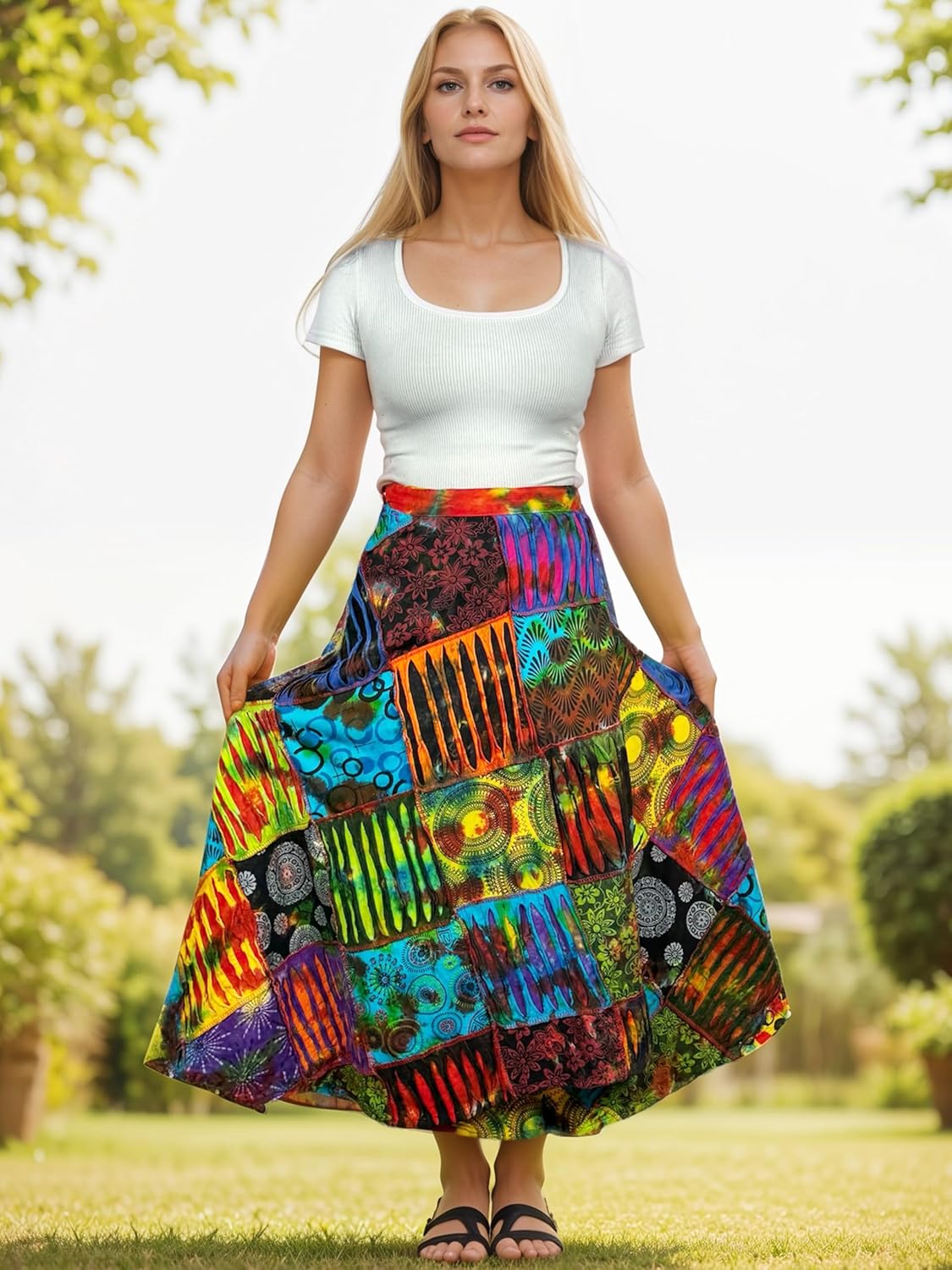 Agan Traders Women’s 2026 Boho Skirts for Women Patchwork Long Cotton Wrap Skirts