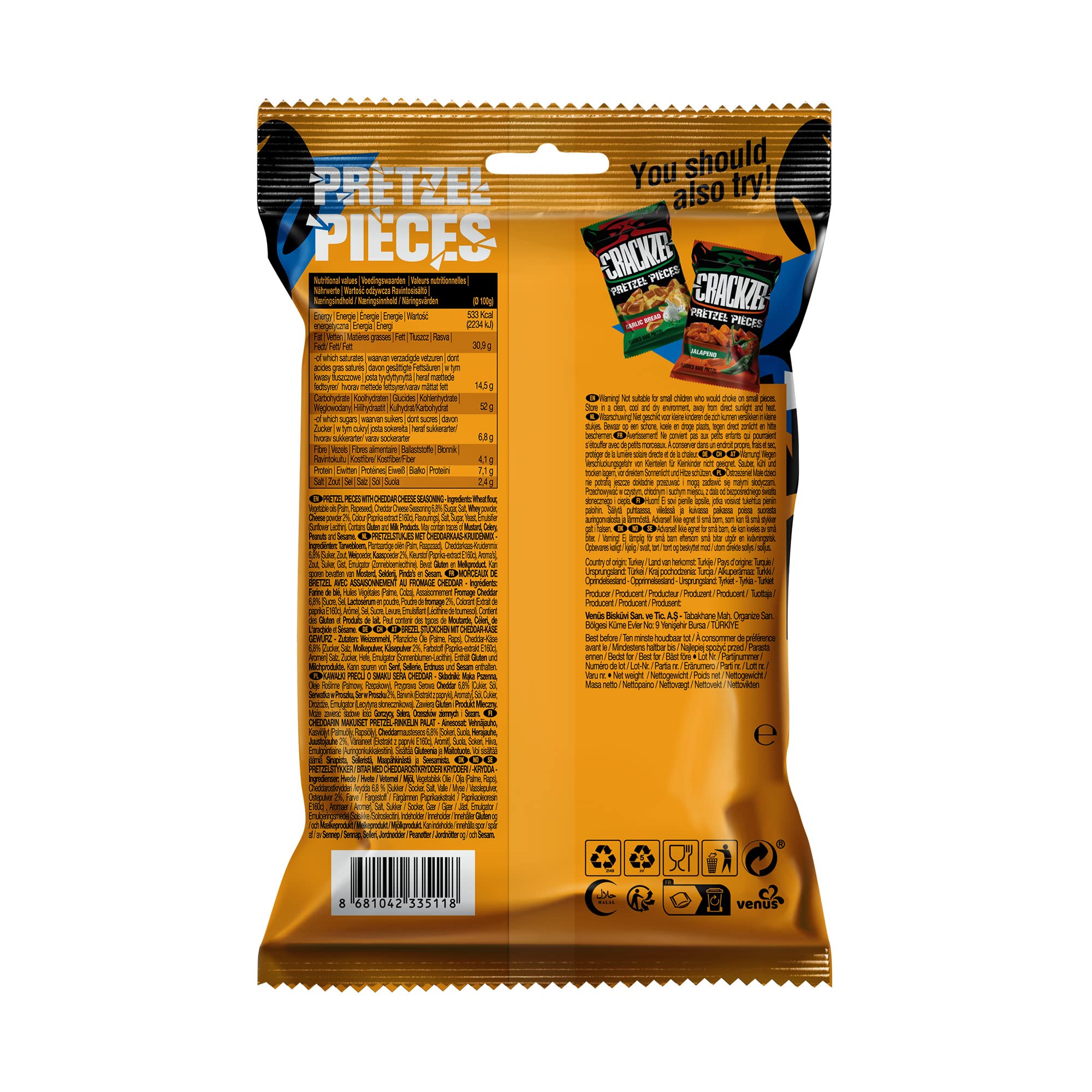 Crackzel Cheddar Cheese Pretzel Pieces 24 x 85 gr