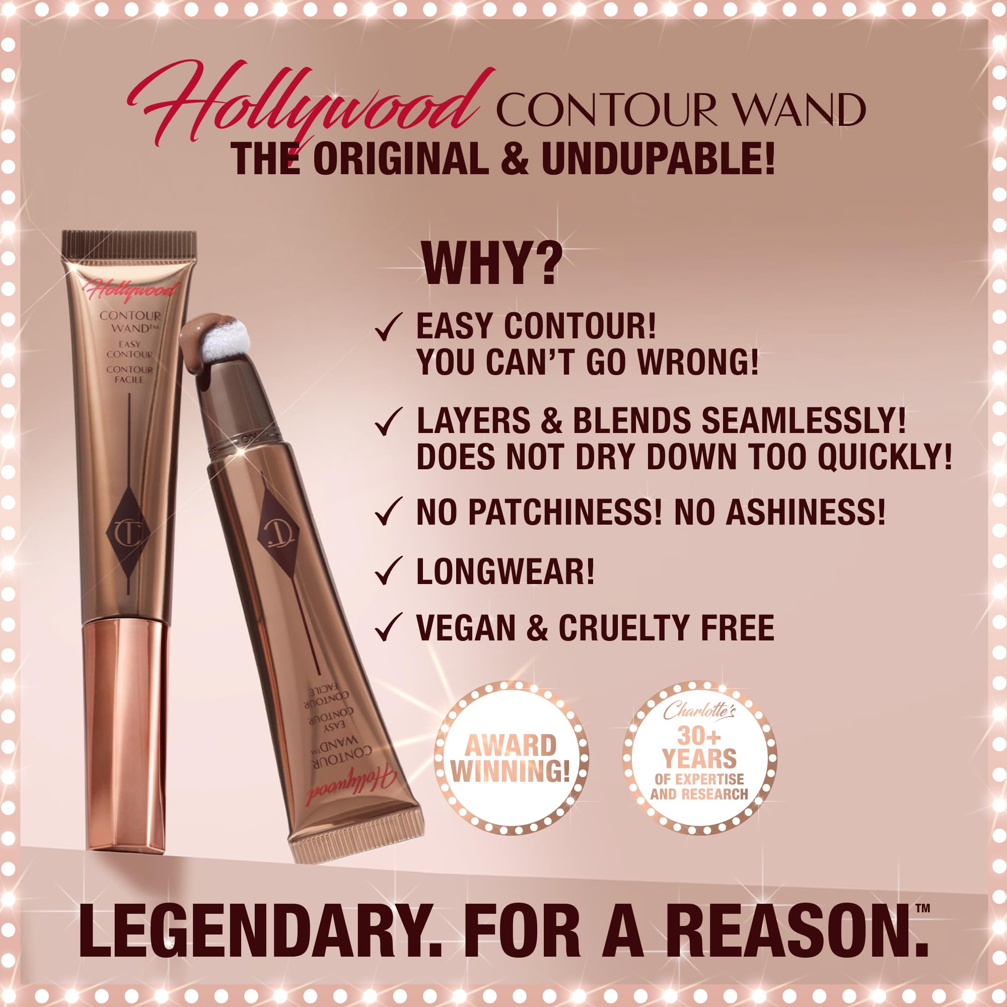Charlotte Tilbury Hollywood Liquid Contour Wand - Easy-to-Use Contour Stick & Liquid Bronzer for Sculpting & Shaping - Leaves a Natural-Looking Sculpted Finish