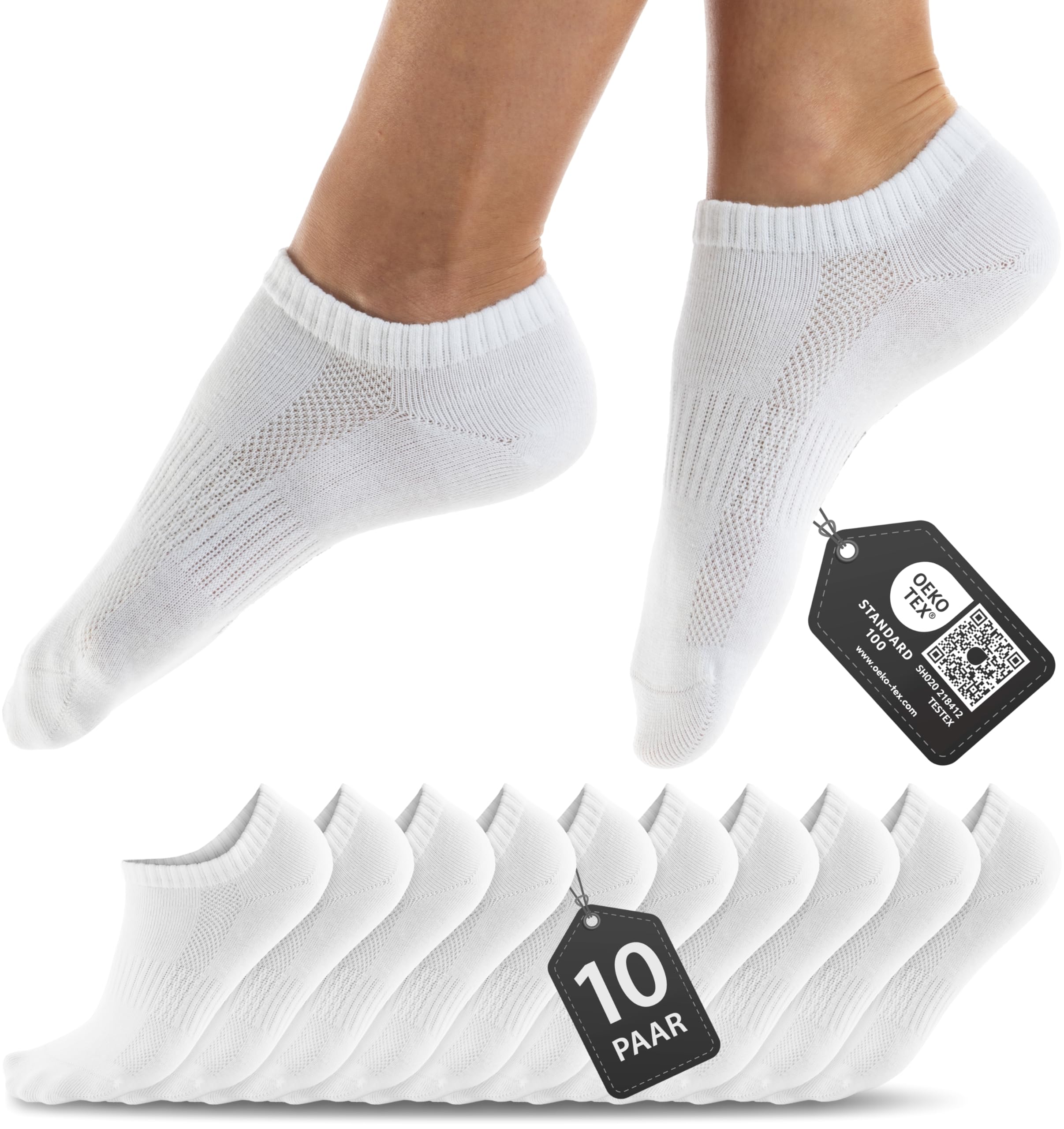 HELDENWERK 10 Paar Premium Sneaker Socken Herren & Damen aus gekämmter Baumwolle mit Komfortbund ohne drückende Naht, Kurzsocken Set Unisex Sportsocken