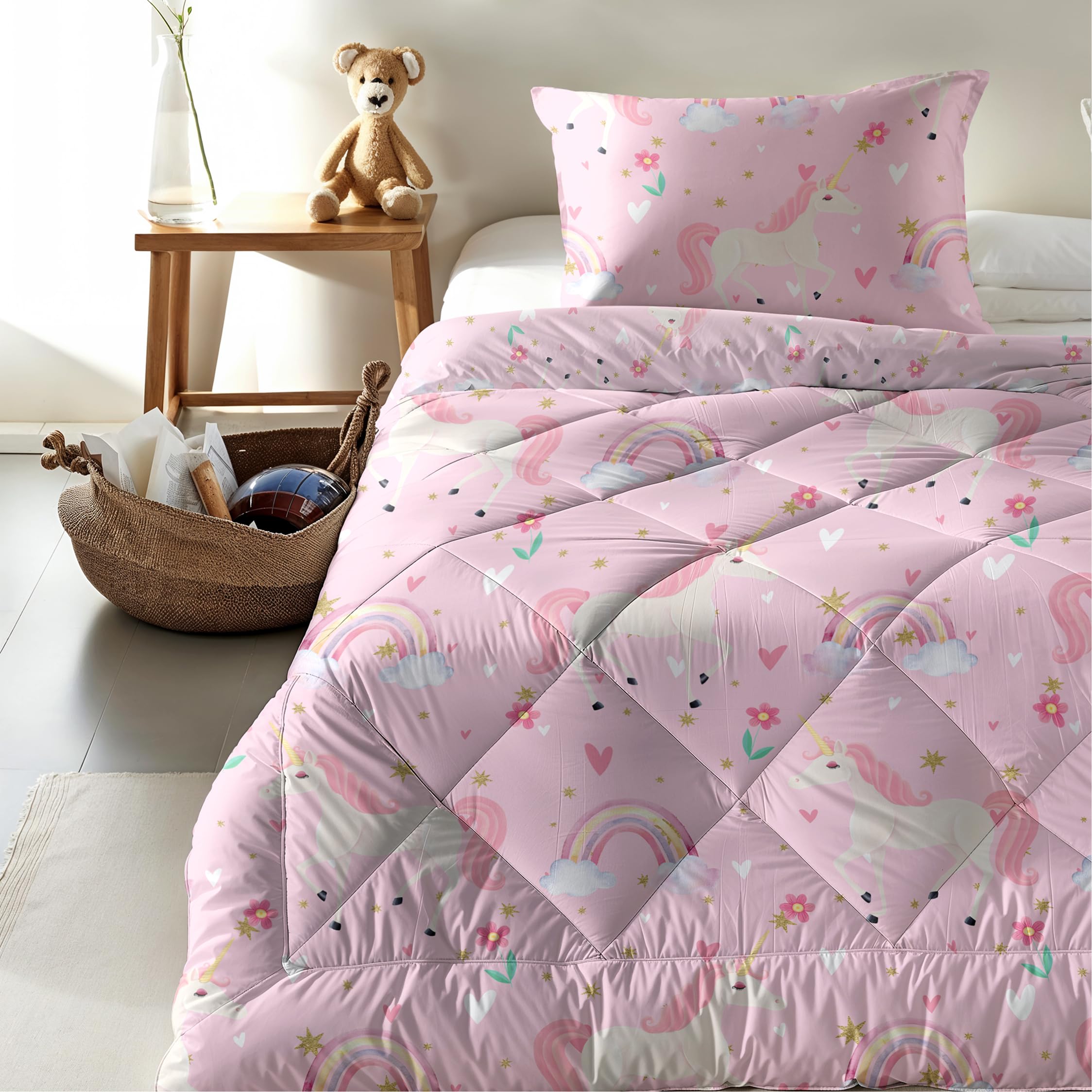 Zelesta Kiddybed kinderbettwäsche 135x200 4 Jahreszeiten - Bettwäsche winterdecke und Sommer-Bettdecke - Waschbare kinderdecke ohne Bezug