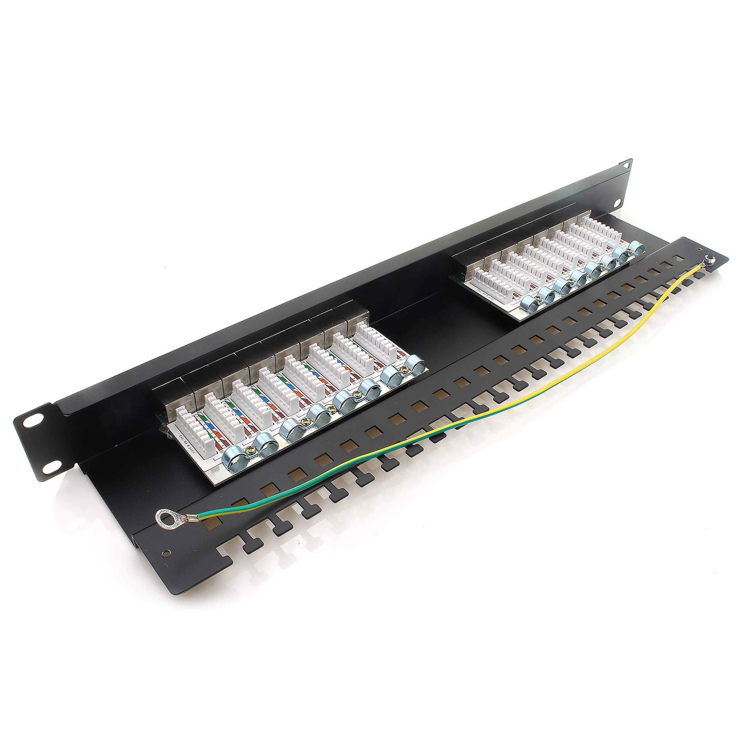 1aTTack.de 367460 Panneau de brassage CAT6a Panneau de distribution noir 16 ports Technologie de connexion LSA+ Distribution réseau - RJ45 - TIA 568 A/B - noir