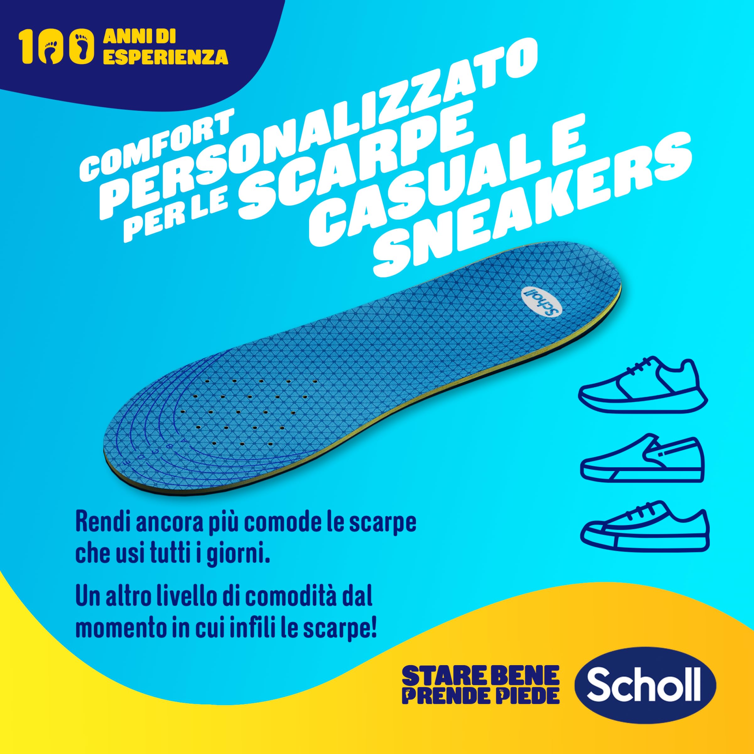 Scholl GelActiv Wkładki do butów i trampek, wkładki z pianki memory z technologią GelWave amortyzujące, komfort dla osób zawsze w ruchu, wygodne stopy przez cały dzień, rozmiar 40-46,5