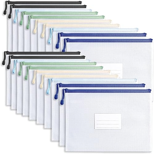 10 bolsas de malla con cremallera bolsa de rompecabezas para organizar almacenamiento tamaño carta tamaño A4 bolsas de archivos con cremallera para
