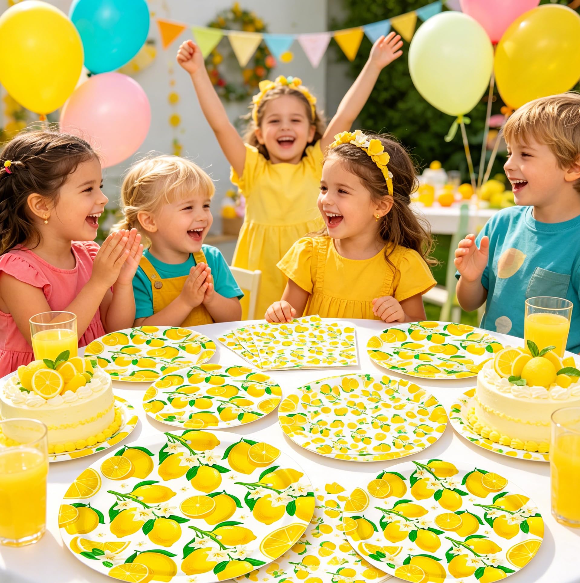 120 pacchetti di decorazioni per la festa del limone Decorazioni per la festa di compleanno a tema limonate Stoviglie a tema limoni gialli - tovaglioli per matrimonio, doccia e accessori