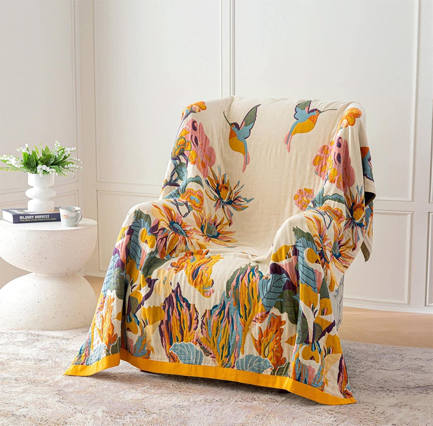 Decke Boho Tagesdecke Kuscheldeck Baumwolle Doppelseitig Bettwäsche, Bed Sofa Blanket Cover Sheet, Baumwolldecke Couchdecke Sesseldecke Wendedecke Bettüberwurf, 200x230cm