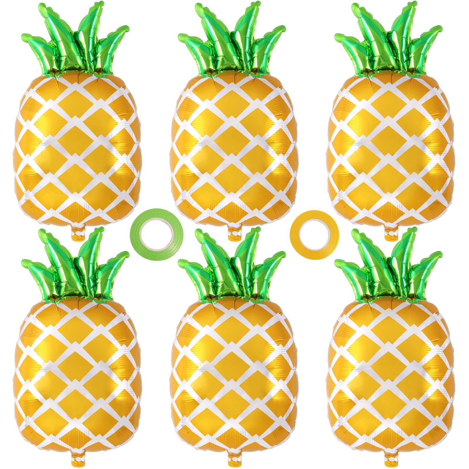 Pineapple Balloons, 6 Pcs Cute Pineapple Foil Balloons, Large Fruit Mylar Balloon for Summer Themed Party Decoration Birthday Baby Shower