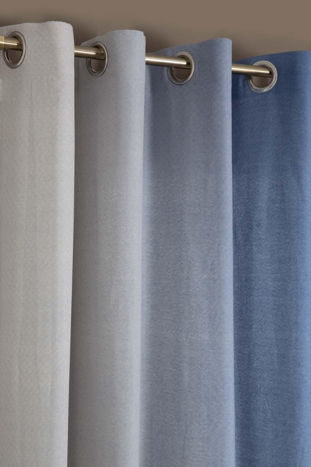 2 PCS Extra Long Length Single Lined Curtain Panel Pair 55" W x 110" H Gradient Colors 0" x 0" Light Blue