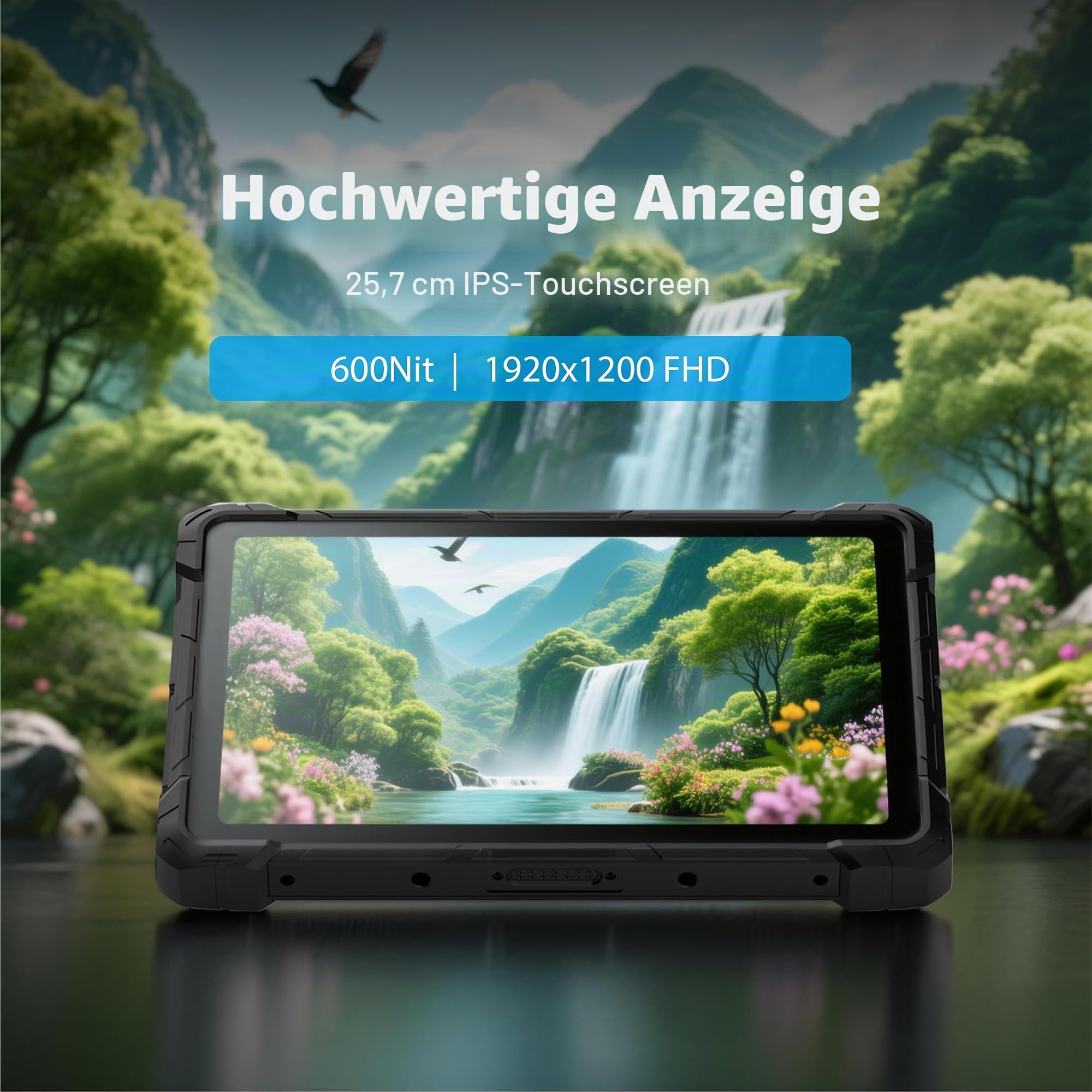 Robustes Tablet PC-HEIGAOLAPC Outdoor Industrielles Tablet 10,1” Wasserdicht IP67 Win 11 Pro, N4105, 8GB Ram, 128GB Rom, Sonnenlichtlesbares 1920x1200 IPS Display, 4G LTE, 8000mAh, HDMI, Type-C, RS232