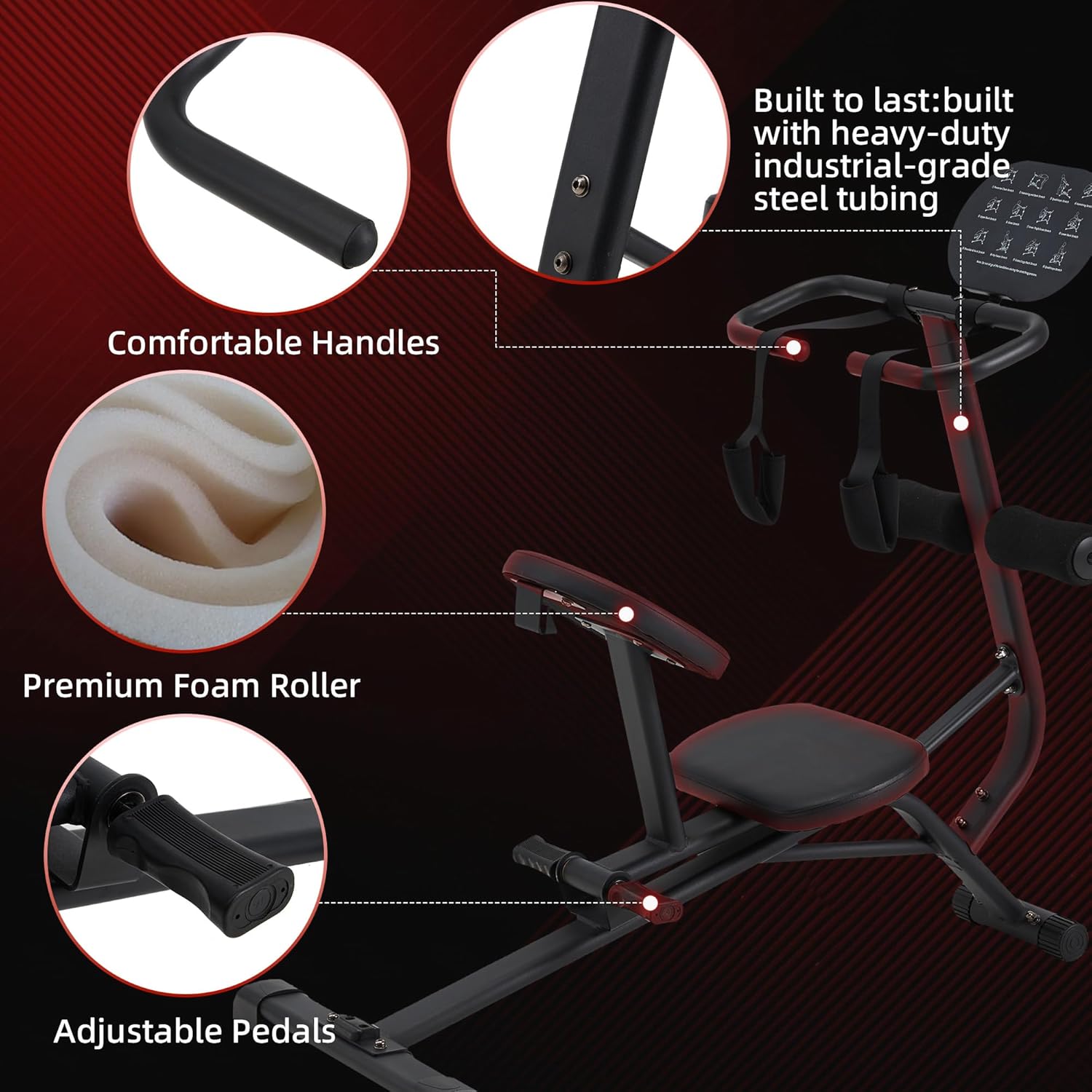 Total Body Stretching Machine for Flexibility - Heavy Duty Steel Back and Hamstring Stretcher with Integrated Exercise Guide, Safety Straps, and Adjustable Pedals - 350 Capacity for Home & Gym