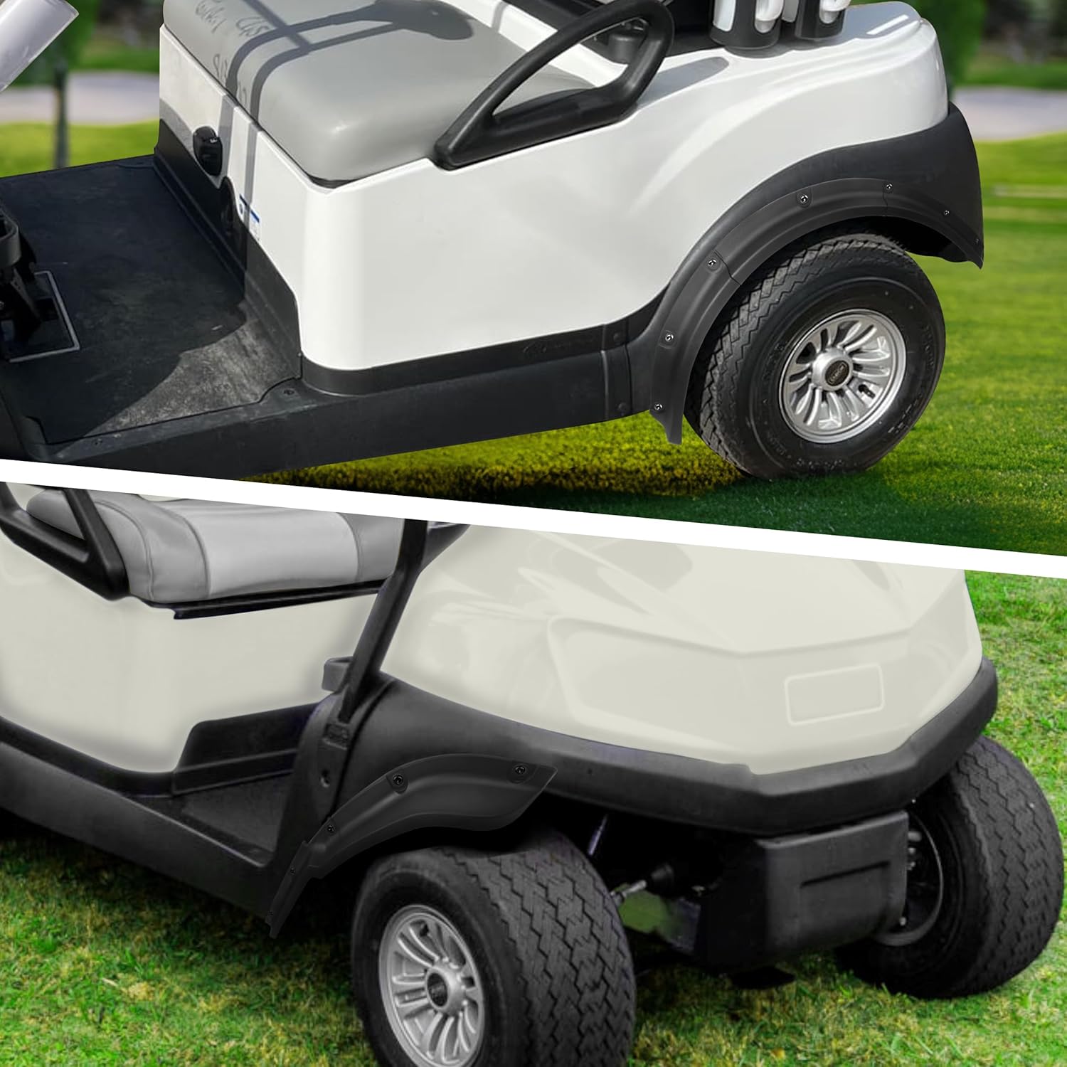 Combined Golf Cart Fender Flares Compatible with Club Car Tempo 2017-2025, Heavy Duty Front & Rear Mud Guards Mud Flaps With Installation Hardware Accessories