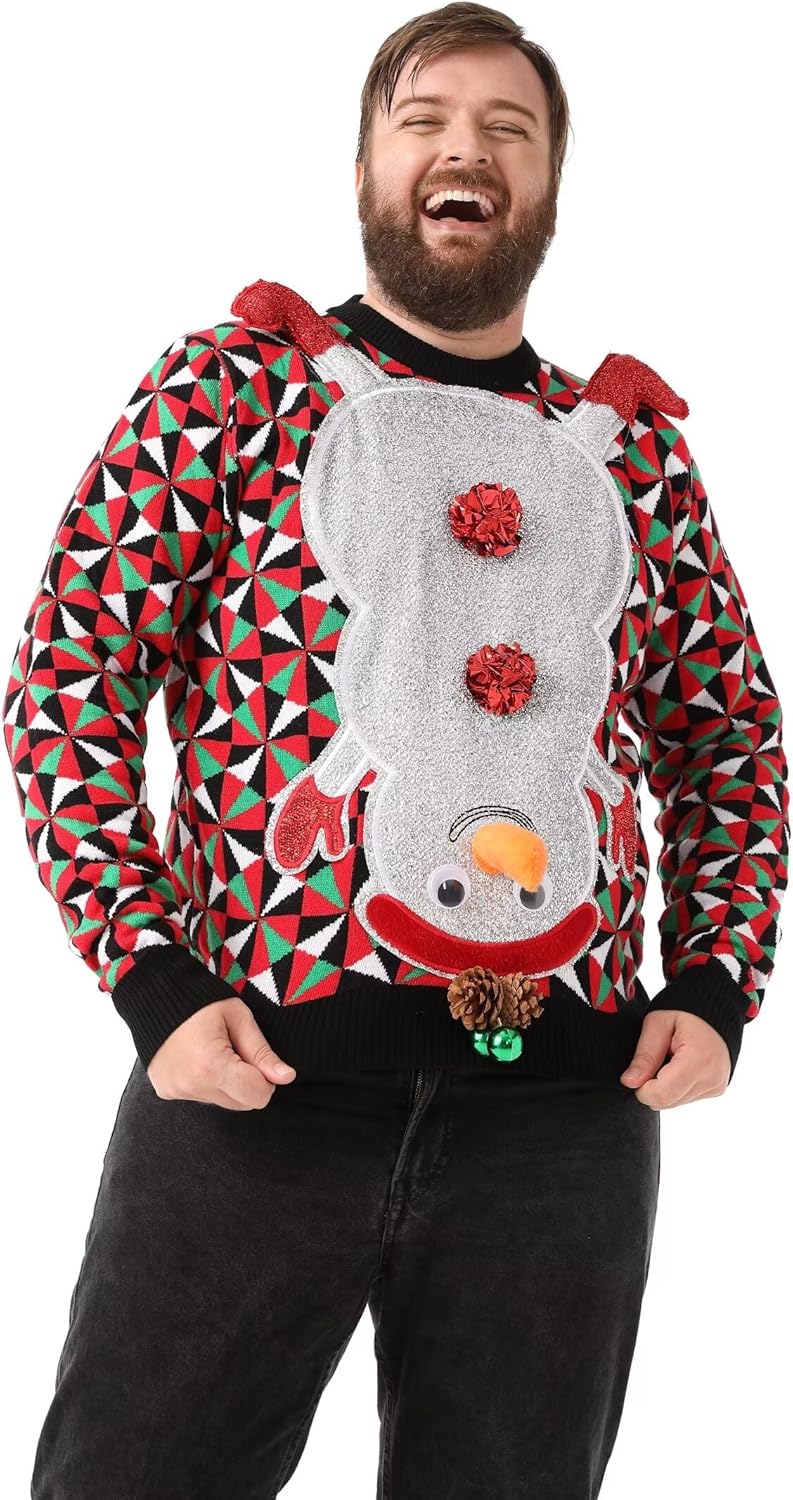 Men`s Ugly Christmas Sweater Women Unisex Funny Novelty Knit Santa Reindeer Pullover for Xmas Party