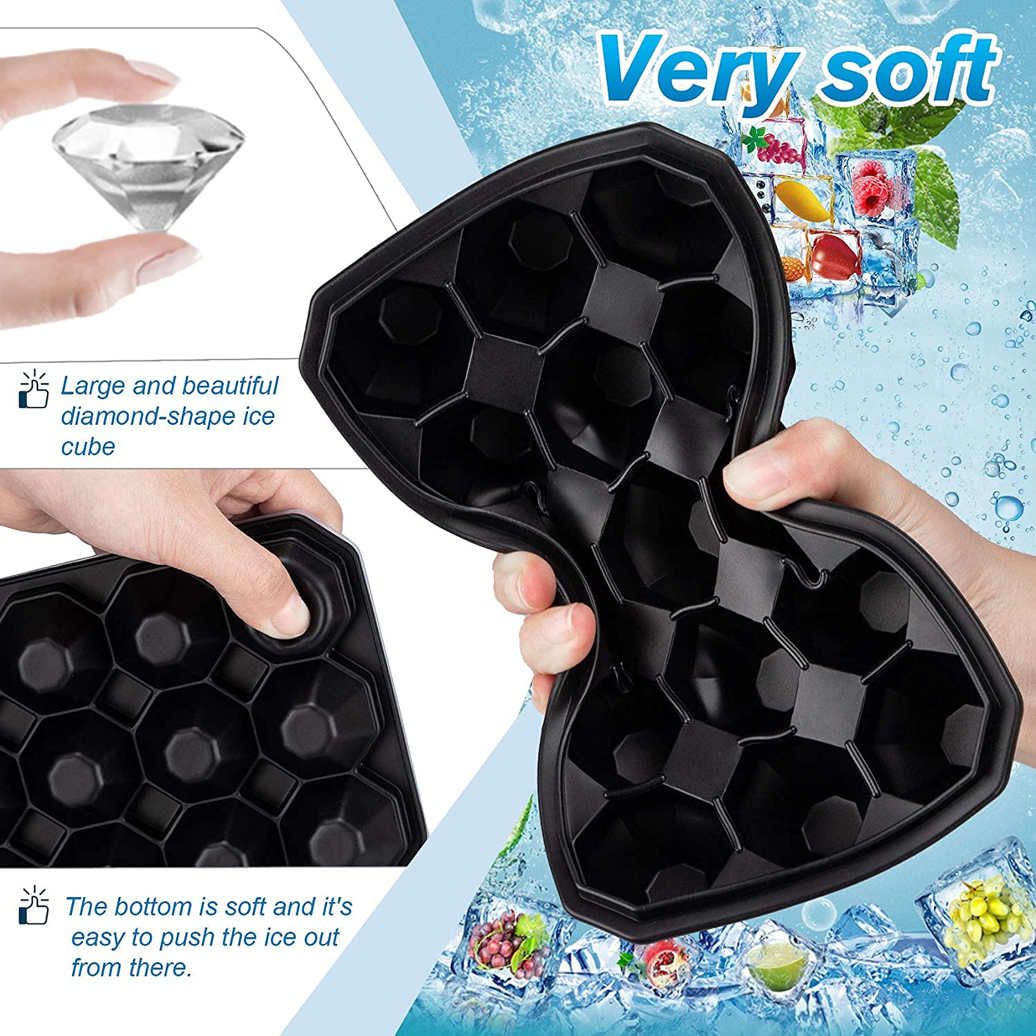 ZUIMENG Ghiaccio Stampo con Coperchio, Cubetti di Ghiaccio Stampi Silicone Senza BPA, Porta Ghiaccio per freezer Impilabile per Cocktail, Whisky, Vino, Puree di Frutta (Verde, 2 Pezzi