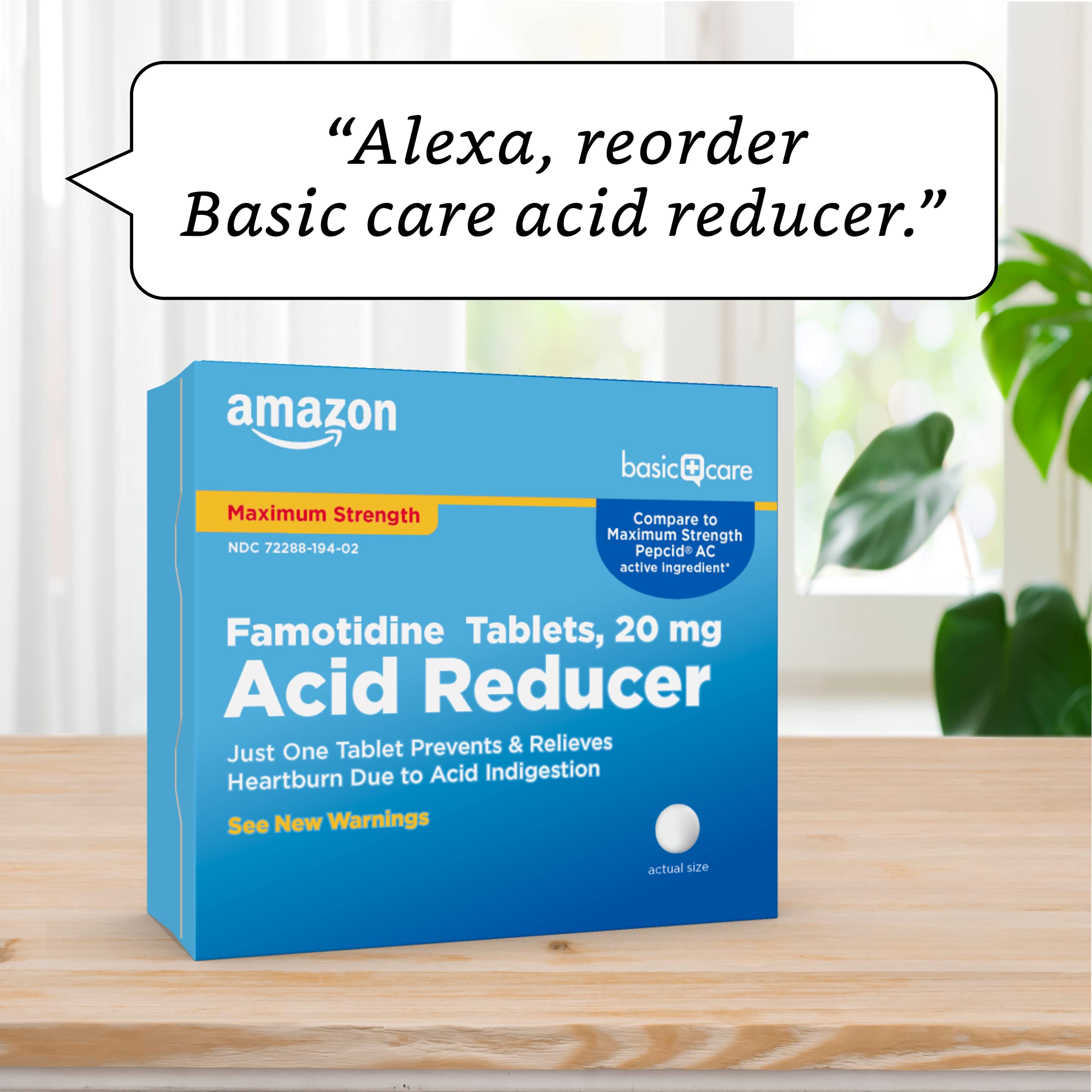 Amazon Basic Care Maximum Strength Famotidine Tablets 20 mg, Acid