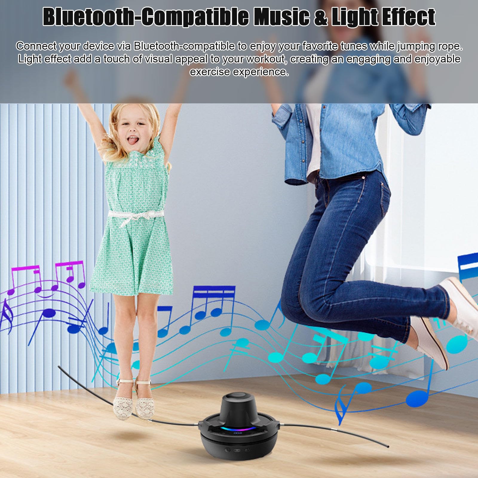 Macchina Intelligente per Saltare La Corda, Corda per Saltare Automatica con Contatore, Corda per Saltare con Contatore 1-10 Livelli di Velocità, Luce LED, Funzione Musica Wireless,Blue