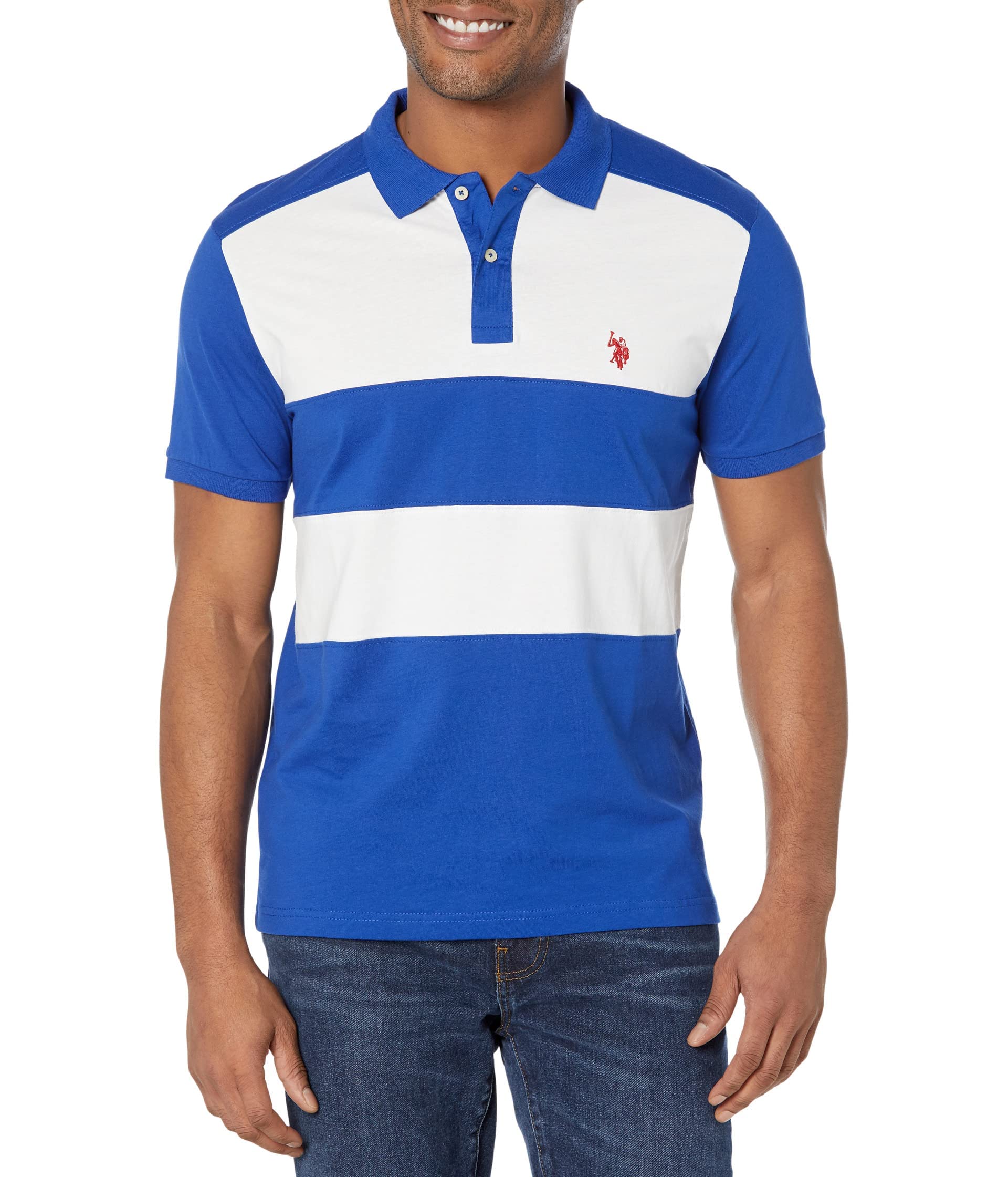 U.S. Polo Assn.Jersey Two Color-Block Chest Stripe Knit Shirt