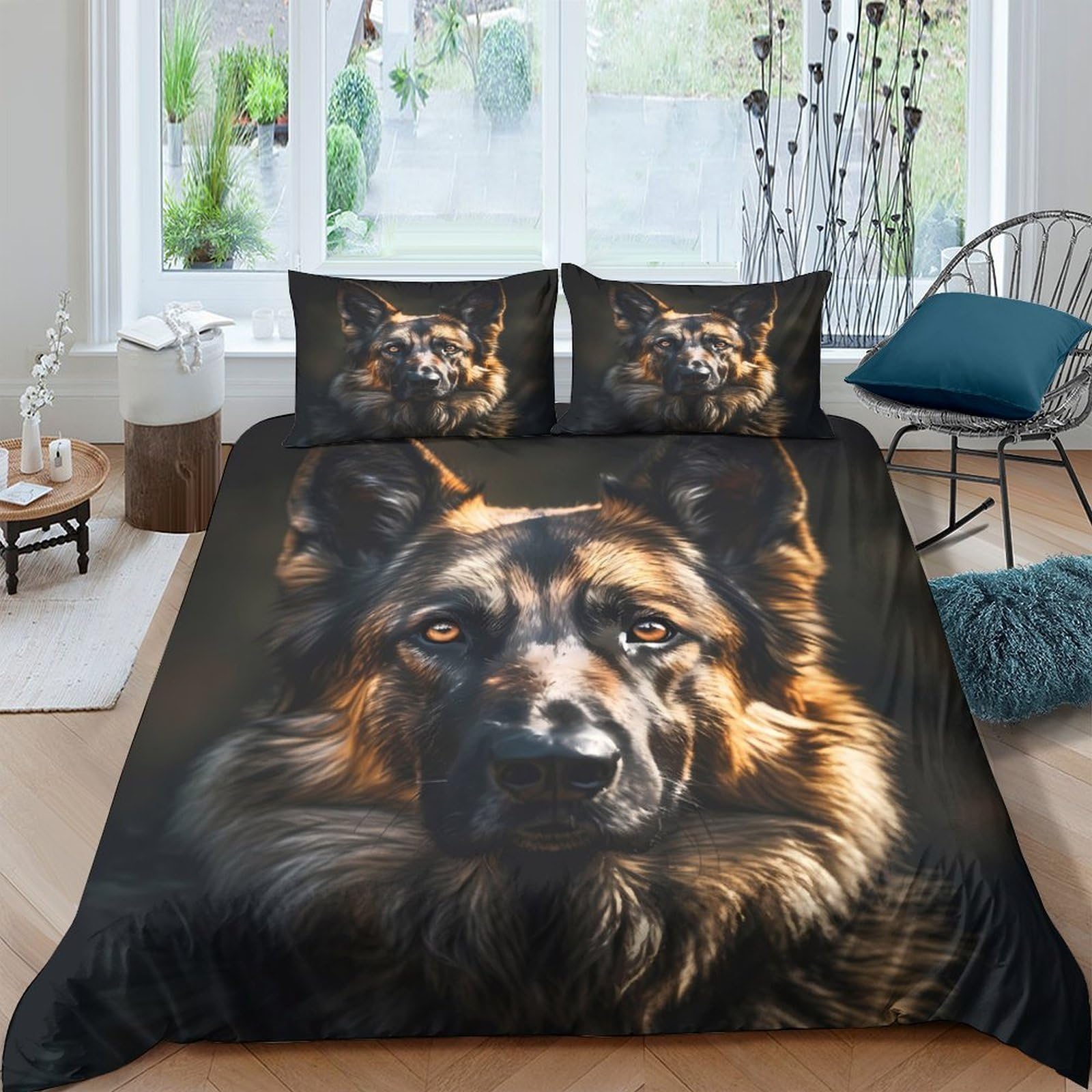 Ctjqhvkz Style-3 3D Printed German Shepherd Fitted Sheet Microfiber Soft Dog Art Mattress Cover For Bedroom Dorm Decorative Protection Single（135X200cm）