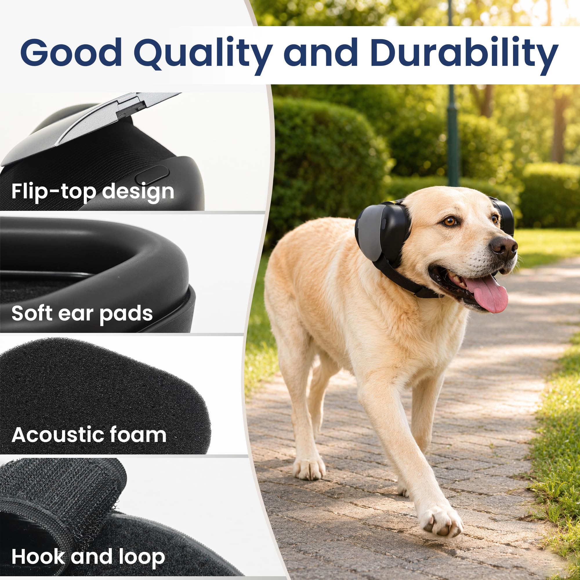 Casque anti-bruit pour chien avec sangles réglables et flexibles 35 dB NRR