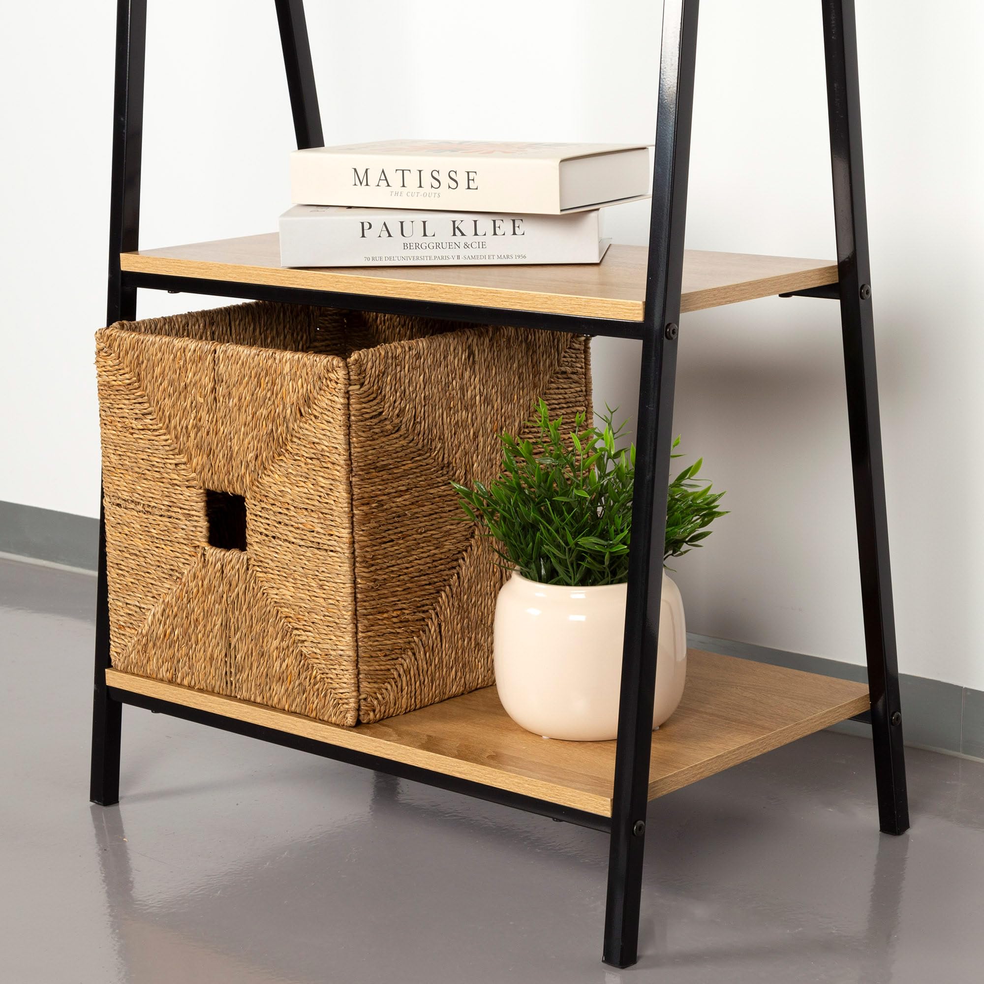 AKTIVE 18430 MAX Home Burro Ropa, Perchero de pie y Zapatero Entrada recibidor, 2 estantes de Almacenamiento, 64 x 40 x 150 cm, Industrial, Armario Abierto