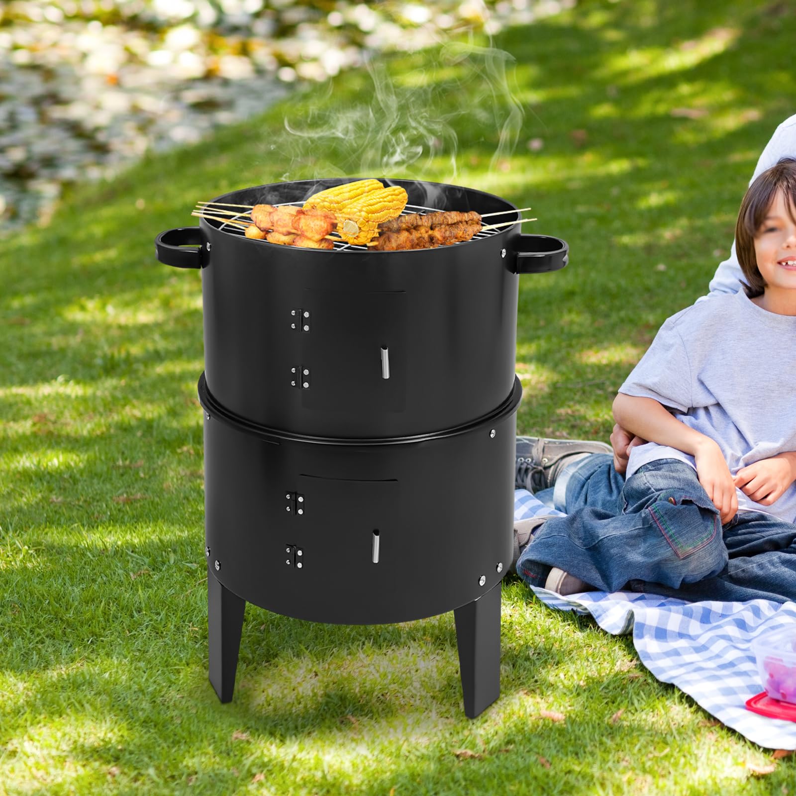 Affumicatore Barbecue Barile, Barile Grill 84 Cm Con Termometro, Armadio Fumigazione Barile, Per Fare Carne Alla Griglia Bacon, Salame, Ali Pollo Alla Griglia E Altre Delizie