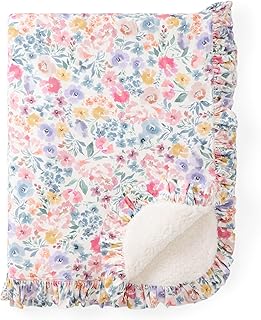 Little Sleepies Newborn Mini Ruffle Blanket, Soft Viscose from Bamboo Sherpa Baby Blanket, Girl Gifts, Baby Essentials, Tiny Blooms, 30 inches x 40 inches
