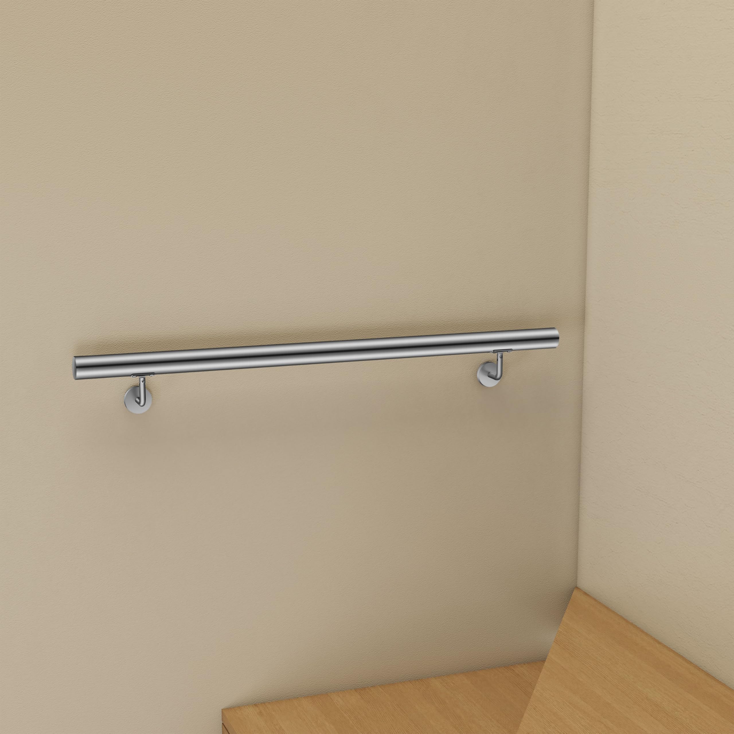 Biubiubath Silver Handrails For Stairs, Stair Handrail For Indoor Outdoor, Safety Wall Mounted Hand Rails, 100 Cm Easy Fit 304 Stainless Steel Staircase Handrail Kit