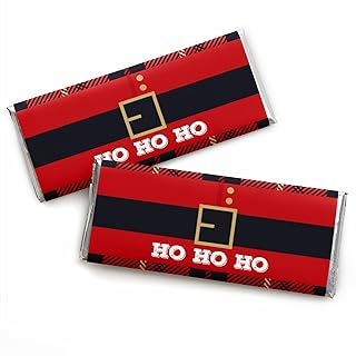 Big Dot of Happiness Jolly Santa Claus - Candy Bar Wrapper Christmas Party Favors - Set of 24