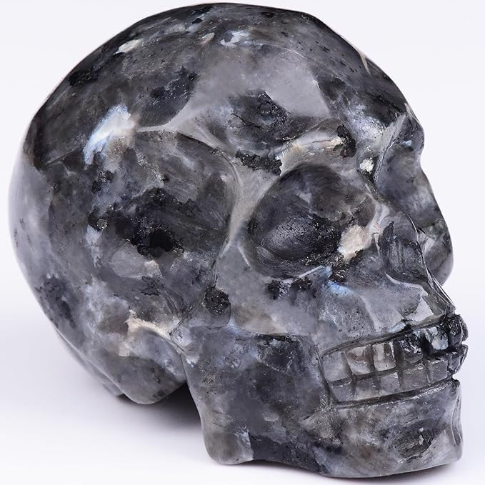2 Inch Shimmer Stone Crystal Skulls Decor,Human Skull Sculpture Statues Healing Crystal Decor,Halloween Skull Figurines,Home Office Decoration Christmas Meditation Gifts for Men Women