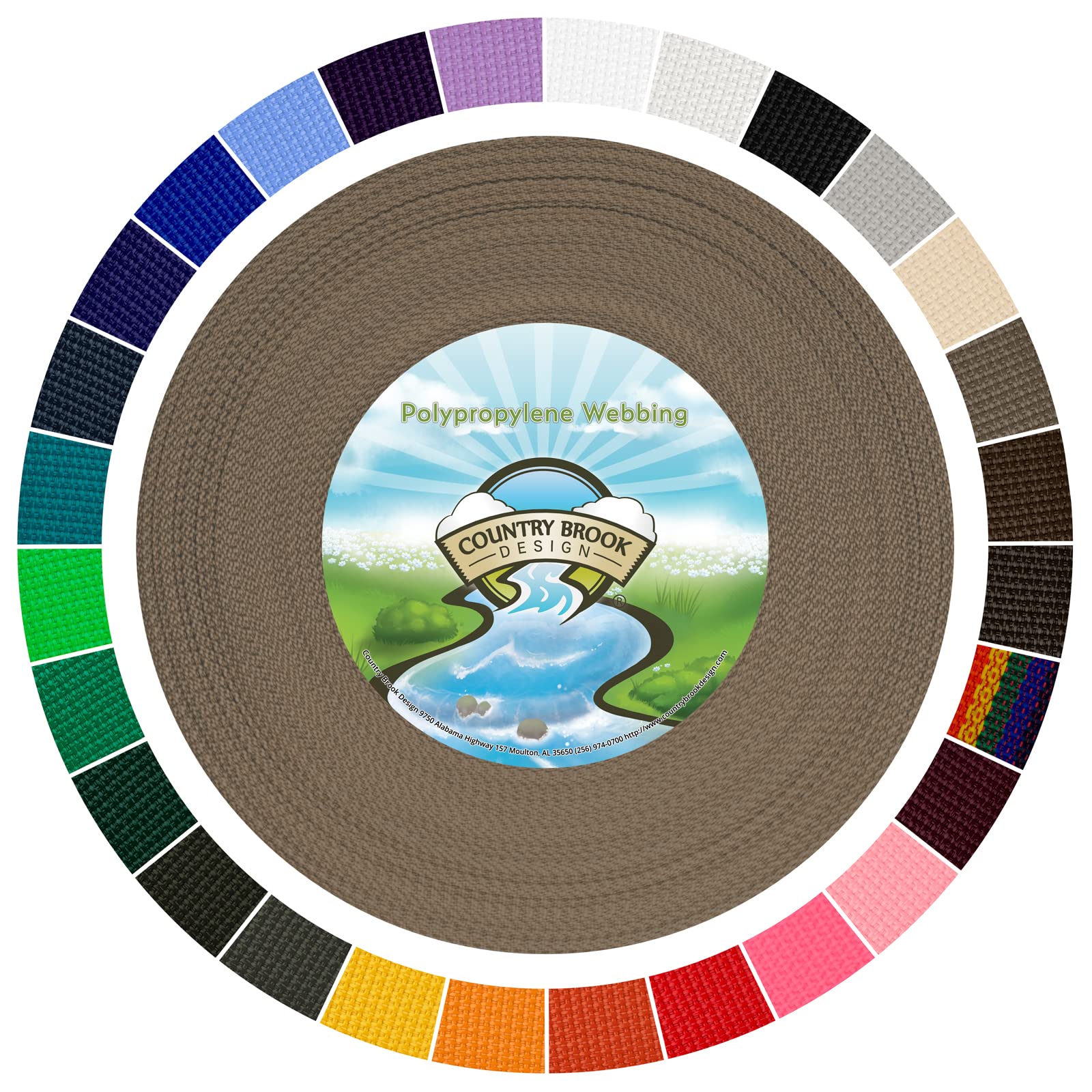 Country Brook Design 1" Webbing - 10/25/50 Yards - 30+ Colors - EDC 1 Inch Polypropylene Webbing for Climbing Outdoors Crafting DIY Gear Repair
