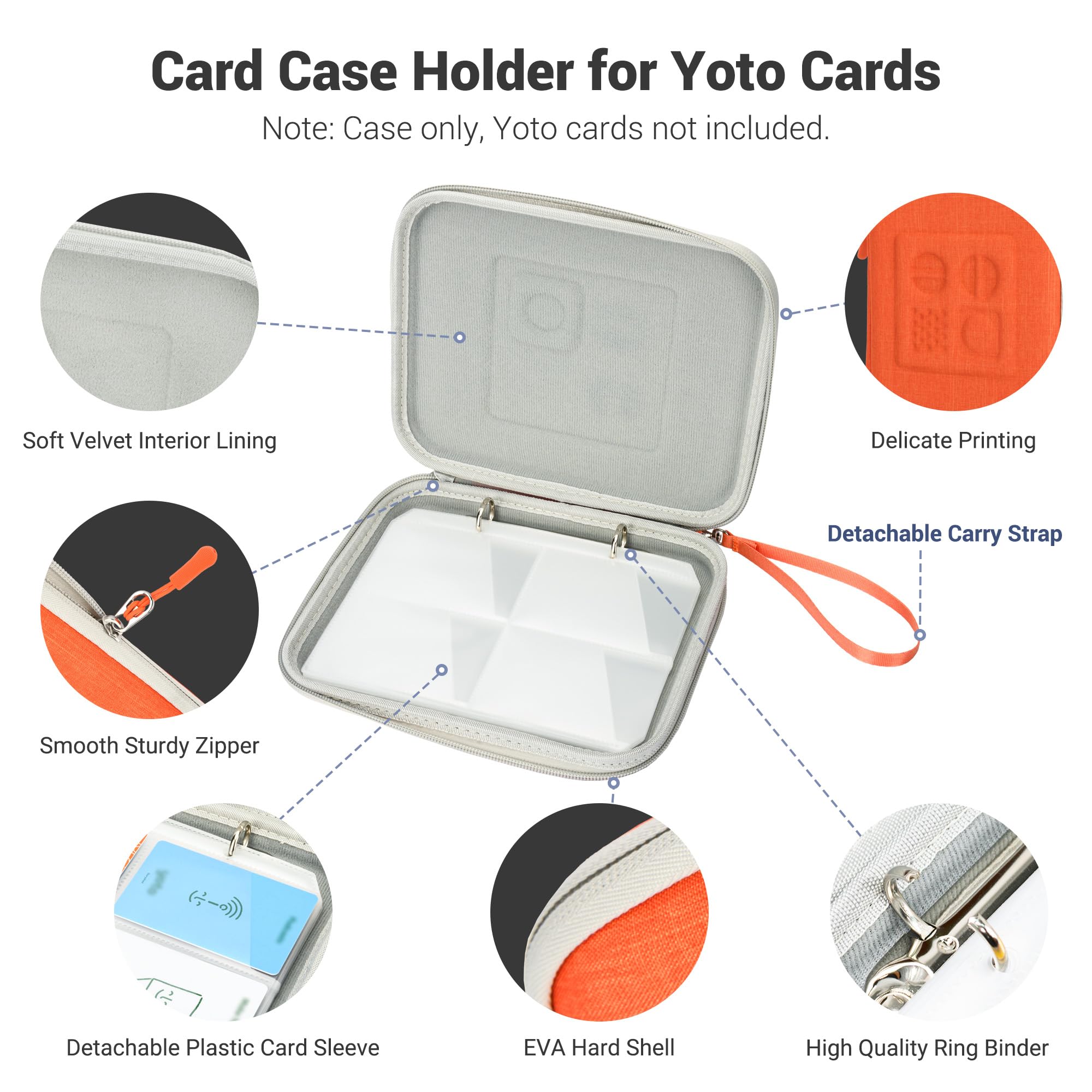 PROfezzion Card Holder for Yoto Cards, 88 Pockets Yoto Player Card Case with Zipper & Carry Strap, Yoto Mini Card Binder with Sleeves for Travel - Orange