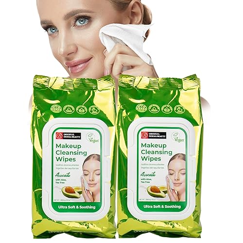 Original Derma Beauty 160 toallitas limpiadoras de maquillaje calmante aguacate limpiador facial toallitas removedor de maquillaje para belleza y