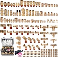 Ailbiuko 200pcs Brass DOT Air Brake Fittings Kit - 1/4" 1/8" 3/8" 1/2" NPT Push-to-Connect Compression Nylon Tube Assortment