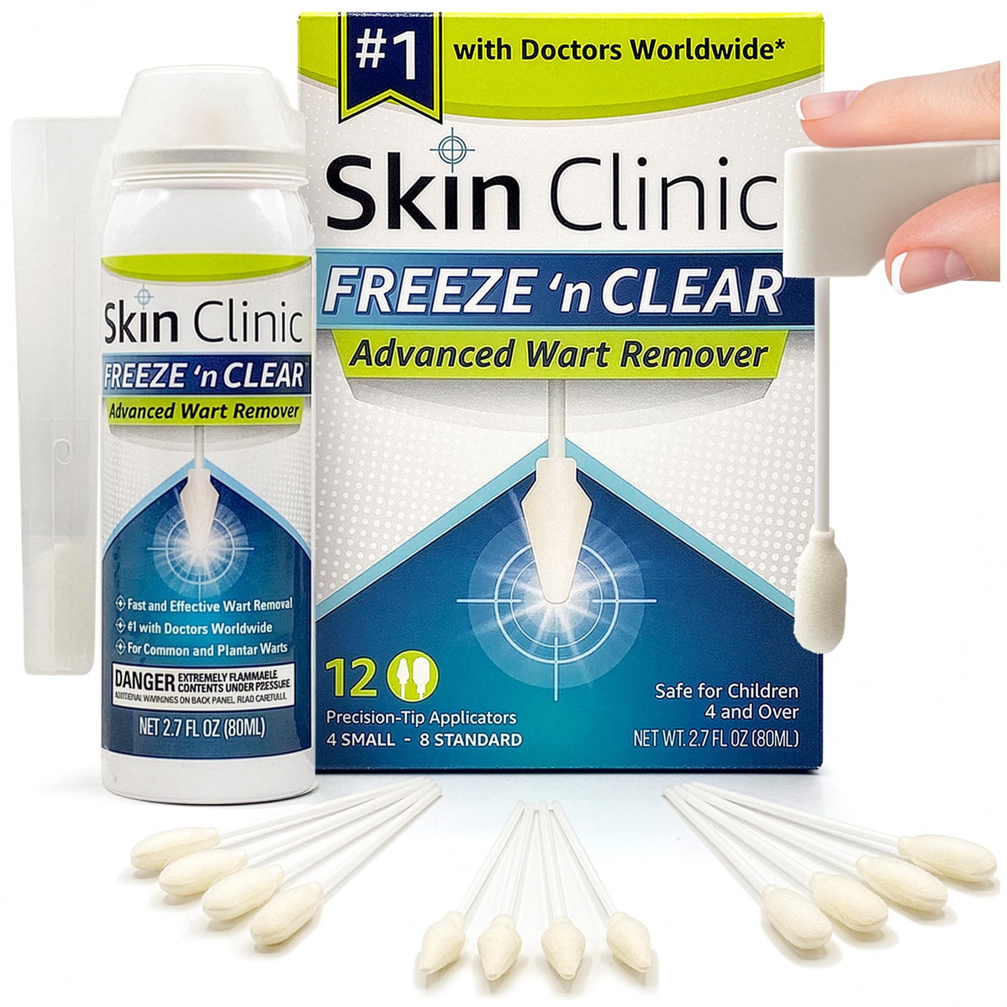 Skin Clinic FREEZE 'n CLEAR™ Advanced Wart Remover, Tough on Warts, Gentle on Skin, (12 Precision Applicators)