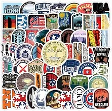 62Pcs Tennessee Sticker Kawaii Travel Waterproof Pack | Cute Vsco City Cartoon Cool Deacls Graffiti Stickers Vinyl for Adults Water Bottle Skateboard Luggage Laptop Computer Phone