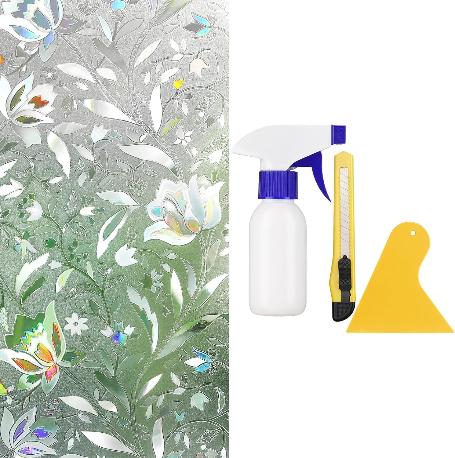 rabbitgoo Decorative Rainbow Window FilmTulip 29.5" x 78.7", rabbitgoo Window Tint Kit Tools