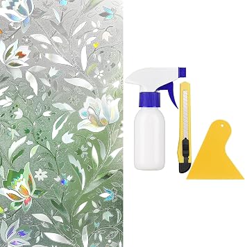 rabbitgoo Decorative Rainbow Window FilmTulip 29.5" x 78.7", rabbitgoo Window Tint Kit Tools