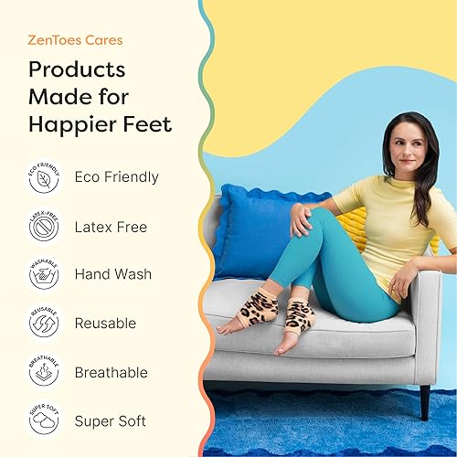 Miniatura 94 de ZenToes Calcetines hidratantes para tratamiento de talón agrietado, vitamina E, aceite de oliva y aceite de jojoba, calcetines de talón para Guepardo