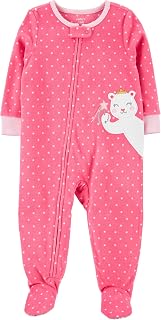 Macacão Pijama Fleece Carter's Ursinho Pink Menina com Pezinho Plush
