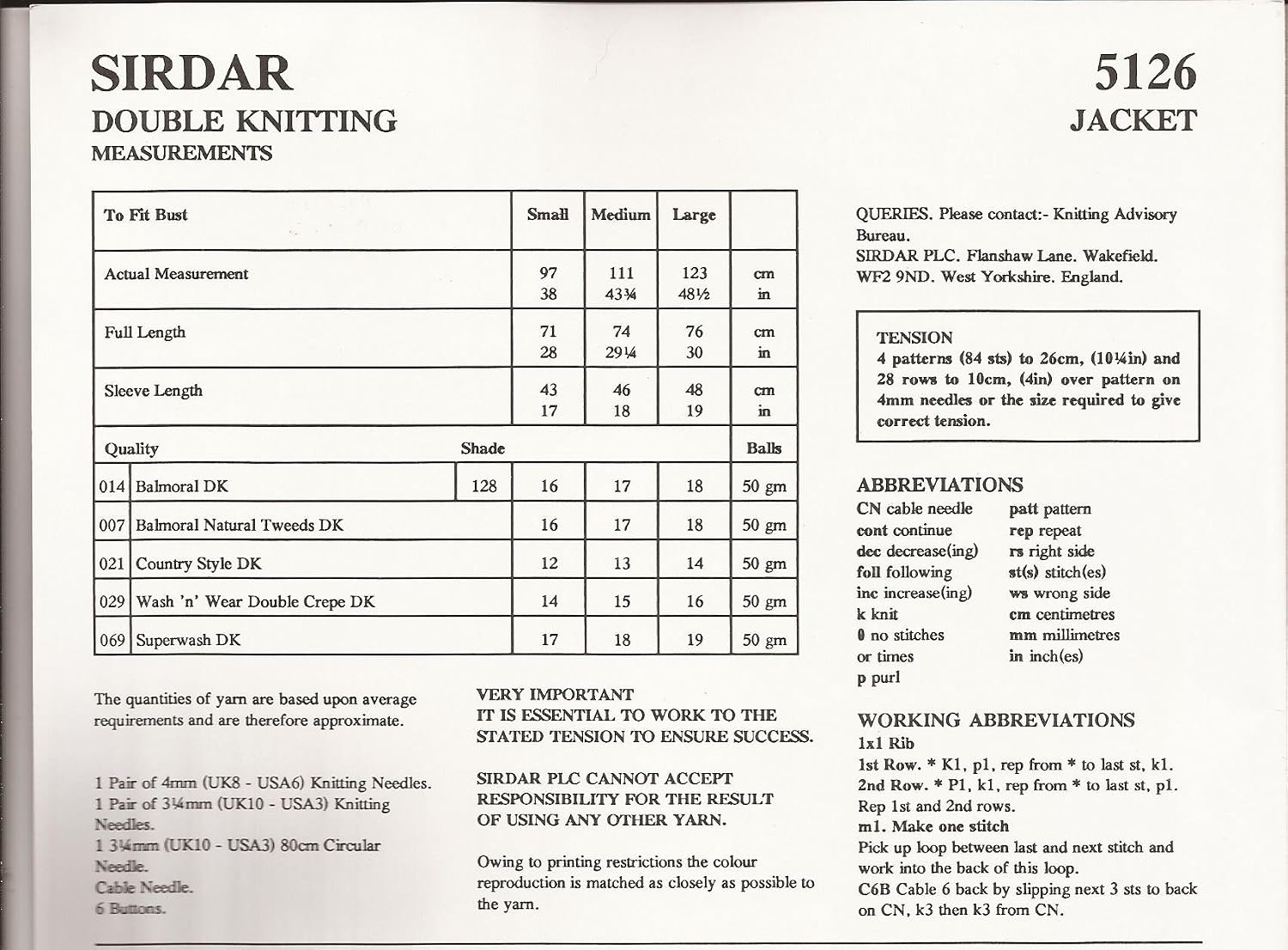 Balmoral DK Women's Jacket Knitting Pattern 5126
