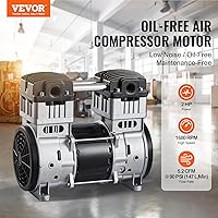 Vista 2 de Motor de compresor de aire VEVOR, compresor de bomba de aire libre de aceite de 2HP 5.2CFM @ 90PSI y presión máxima de 145PSI, motor de compresor