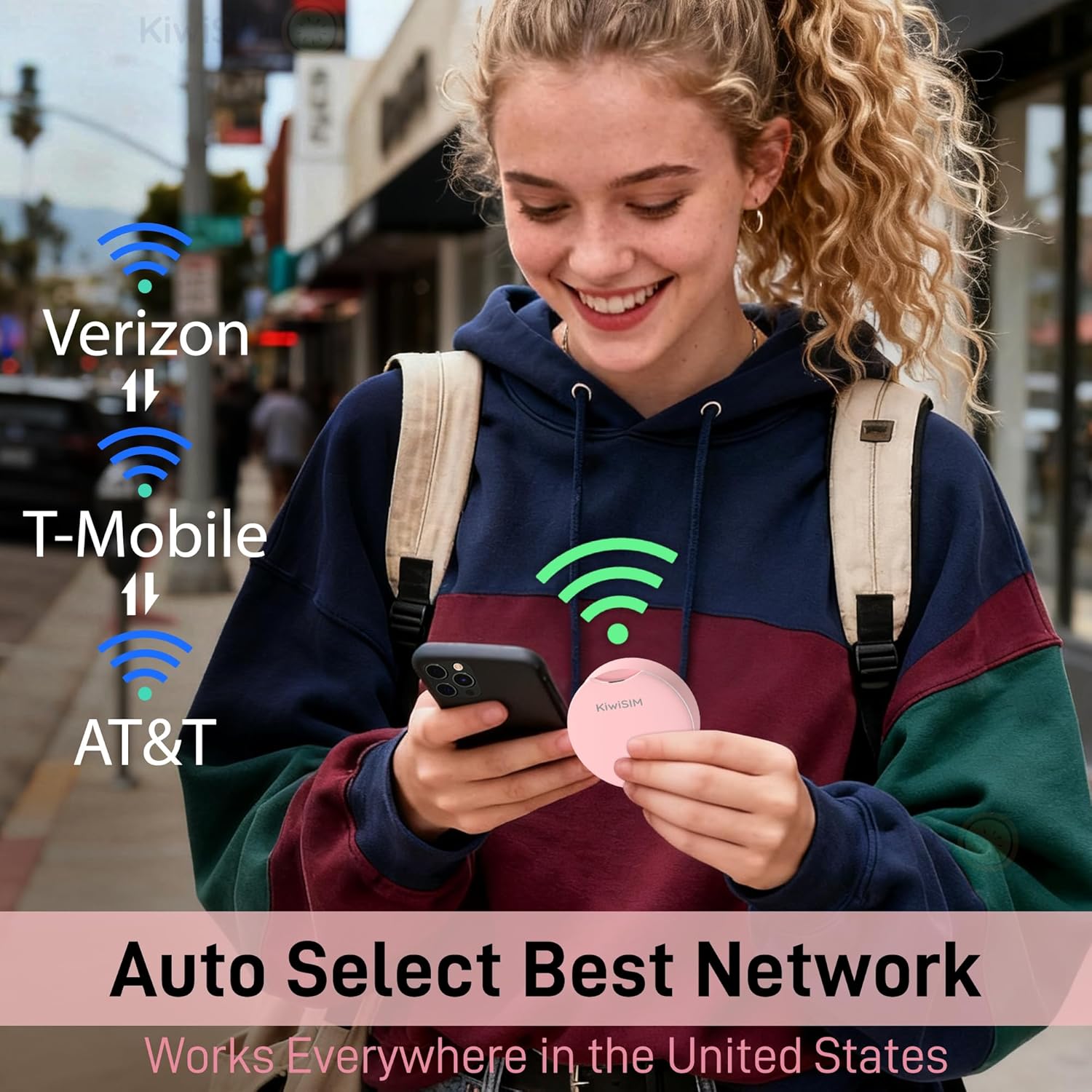 4G LTE Mobile Hotspot, Portable WiFi 6 Device with 10GB Data for 30 Days, Compatible with AT&T, T-Mobile, Verizon, No Contract, Pay as You Go, UFO Shape Design, Pink