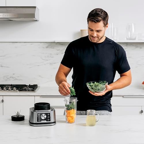 Ninja Foodi Power Nutri Mixer Smoothie Maker 3-in-1, dicke Aufstriche & gefrorene Getränke, Automatikprogramme, 2,1L Krug, 700ml Becher & 400ml Schüssel mit Power-Rührer, 1200W, Silber CB350EU - 8