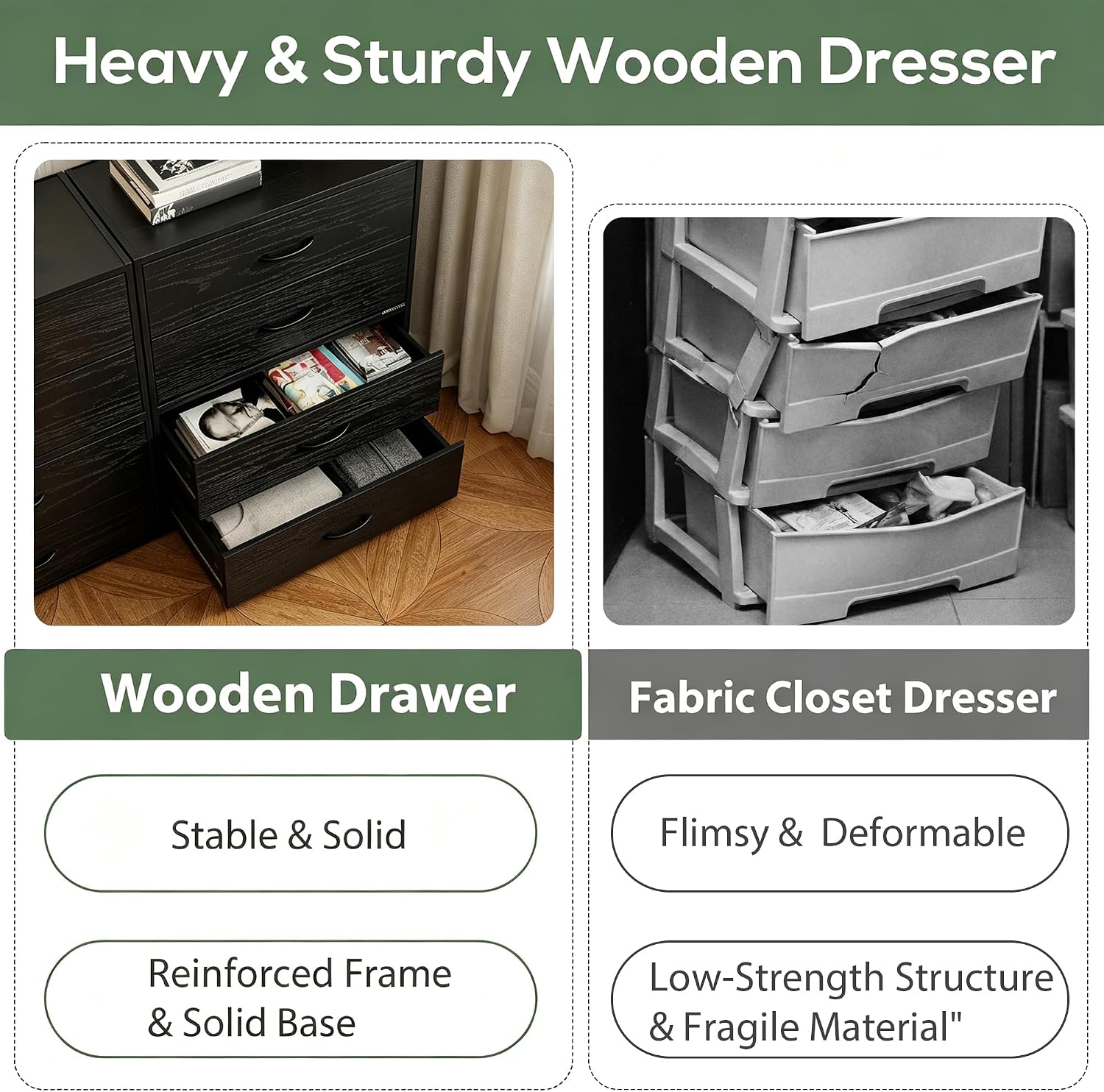 PrimeZone 2 Wood Drawer for Closet Storage: Black Stackable Short Closet Dresser for Clothes Organizer - Modular Chest Cabinet for Closet Bedroom Dorm Wardrobe Nursery