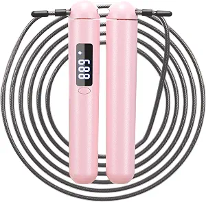 ACHDOFITS Jump Rope with Smart Counter for Adults, Tangle-Free Steel Core, Rechargeable, Adjustable for 5'-6'5"