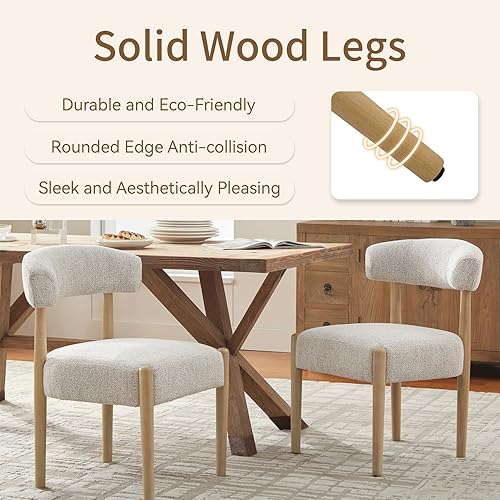 Miniatura 6 de VKNOW Juego de 4 sillas de comedor de madera, modernas sillas de comedor tapizadas con patas de goma y respaldo curvado para casa de campo, cocina,