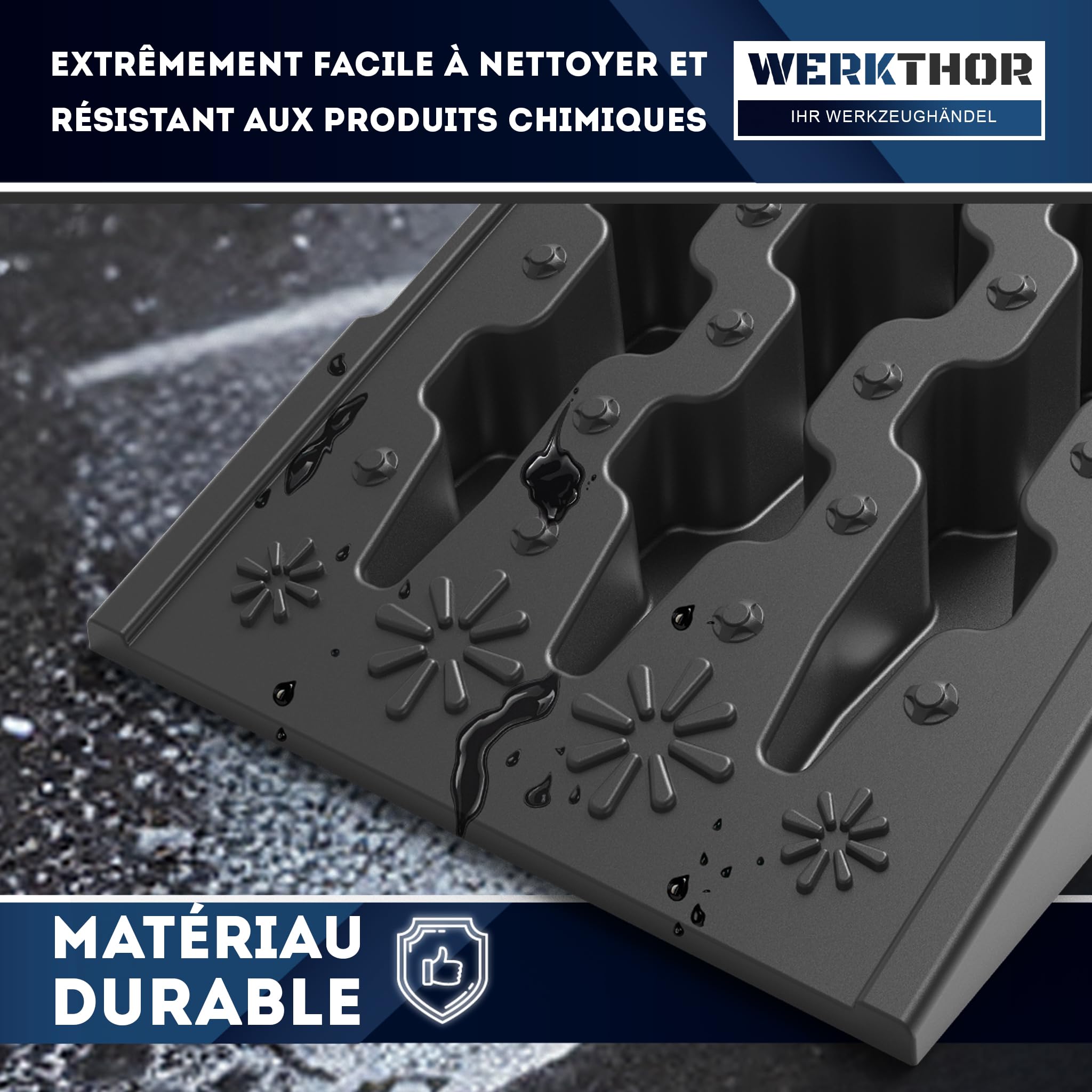 WERKTHOR Rampe d’Accès Voiture - [Lot de 2] Rampes de Levage Voiture [<5T] - Rampe Voiture Antidérapante pour Vidange et Entretien - Rampe Accès Voiture Résistante pour Garage et Atelier